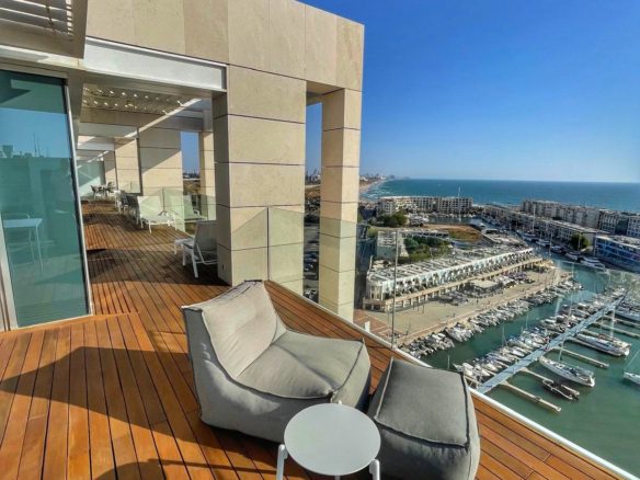 Luxury beachfront penthouse Herzliya Pituach Sea view penthouse Herzliya first line to sea Ultra luxury penthouse Israel beachfront Panoramic sea view penthouse Herzliya marina