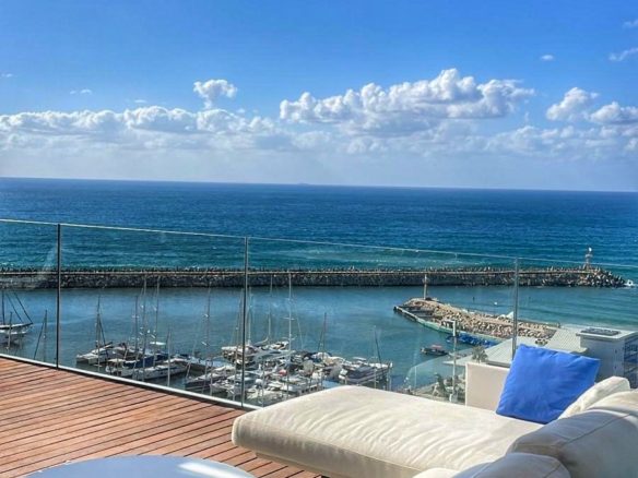 Luxury beachfront penthouse Herzliya Pituach Sea view penthouse Herzliya first line to sea Ultra luxury penthouse Israel beachfront Panoramic sea view penthouse Herzliya marina