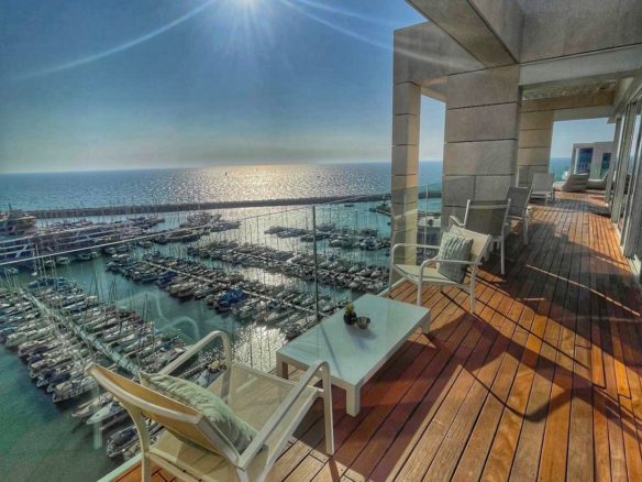 Luxury beachfront penthouse Herzliya Pituach Sea view penthouse Herzliya first line to sea Ultra luxury penthouse Israel beachfront Panoramic sea view penthouse Herzliya marina